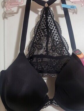 Maidenform Black Lace Racerback T-Shirt Bra